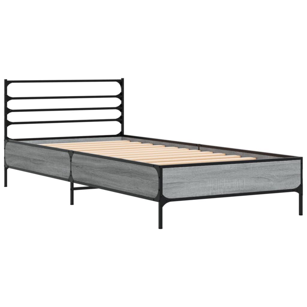 Modern Wooden & Metal Single Size 90cm Bed Frame Base With Headboard