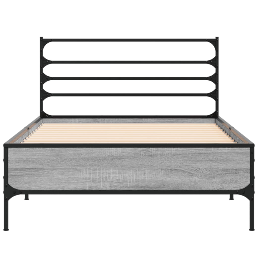 Modern Wooden & Metal Single Size 90cm Bed Frame Base With Headboard