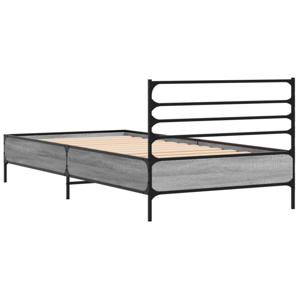 Modern Wooden & Metal Single Size 90cm Bed Frame Base With Headboard