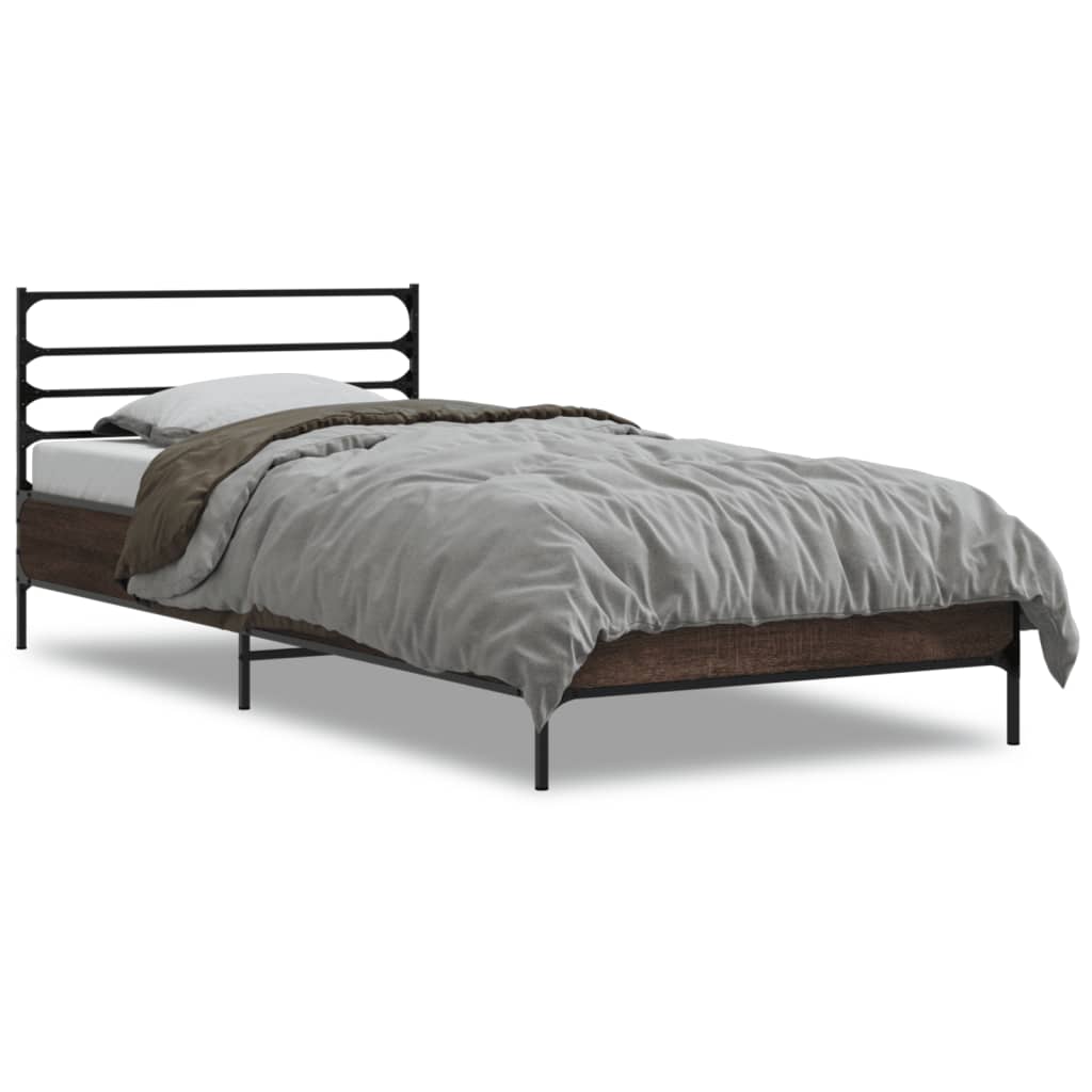Modern Wooden & Metal Single Size 90cm Bed Frame Base With Headboard