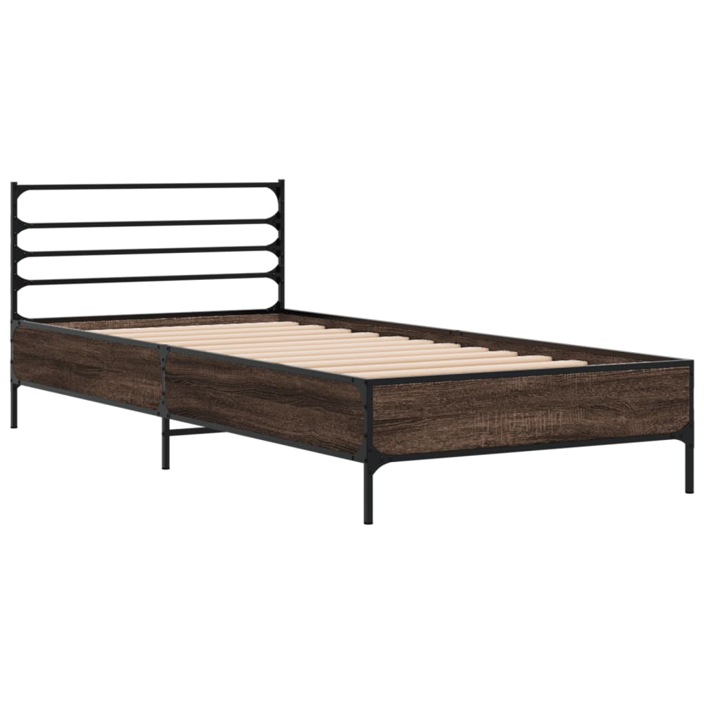 Modern Wooden & Metal Single Size 90cm Bed Frame Base With Headboard