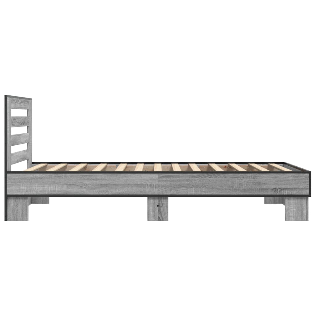 Bed Frame without Mattress Grey Sonoma 75x190 cm Small Single