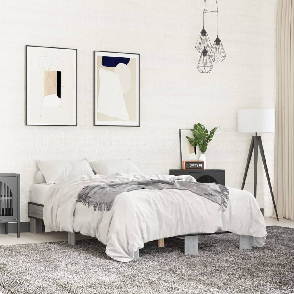 Bed Frame without Mattress Grey Sonoma 140x200 cm