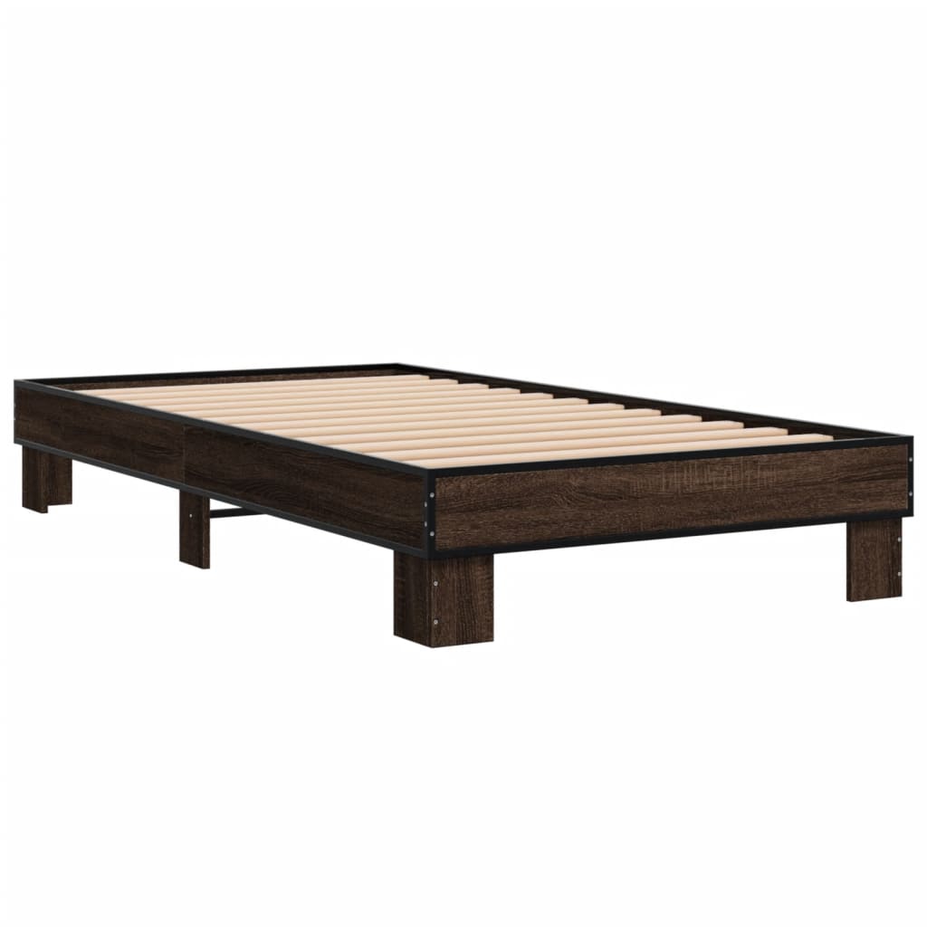 Bed Frame without Mattress Brown Oak 75x190 cm Small Single