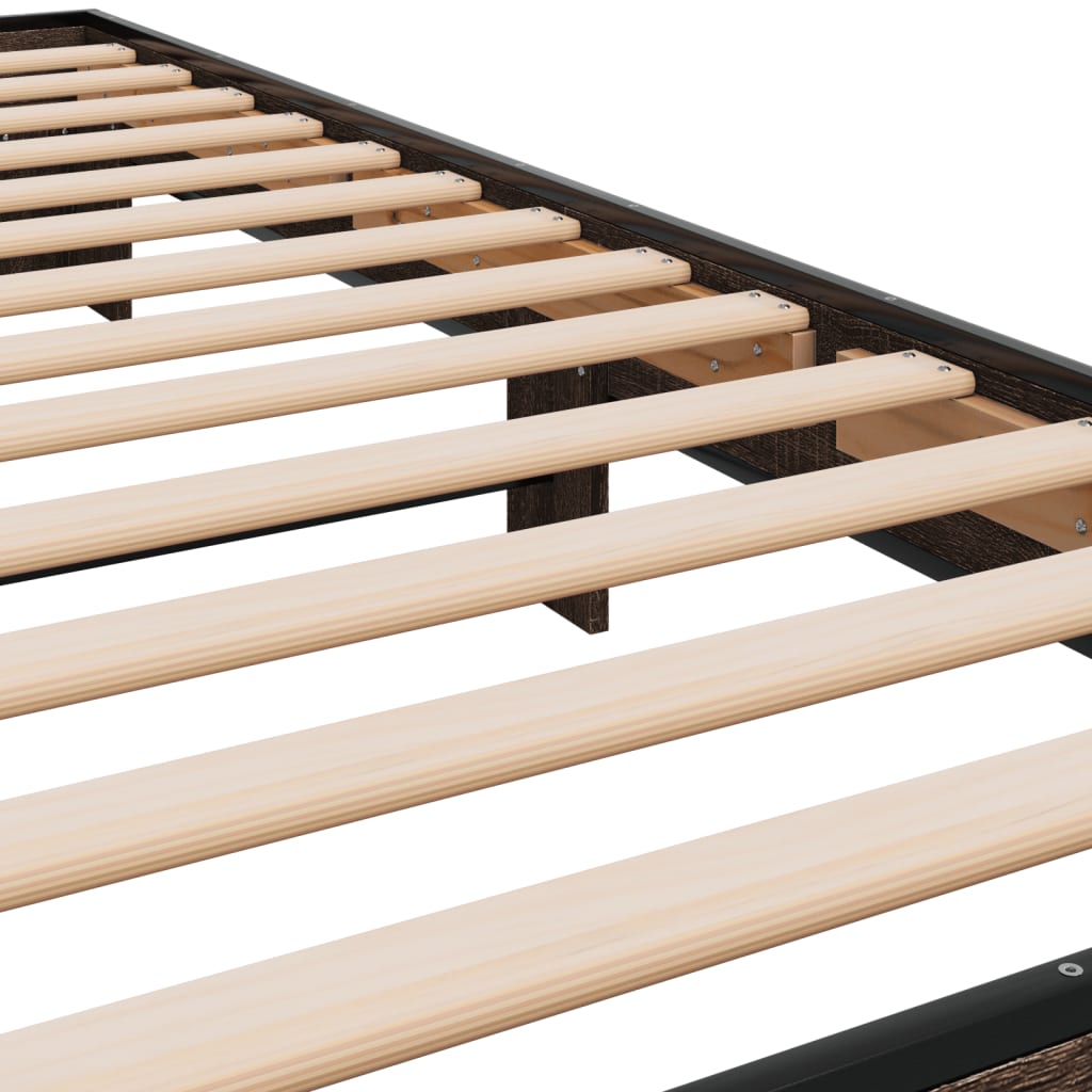Bed Frame without Mattress Brown Oak 90x190 cm Single