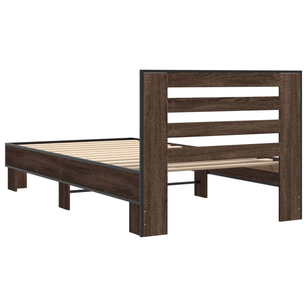 Bed Frame without Mattress Brown Oak 90x190 cm Single