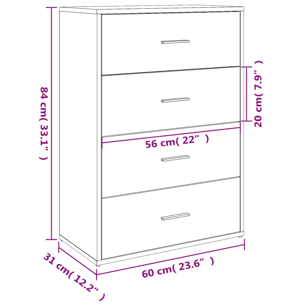 Sideboards 2 pcs Concrete Grey 60x31x84 cm Engineered Wood