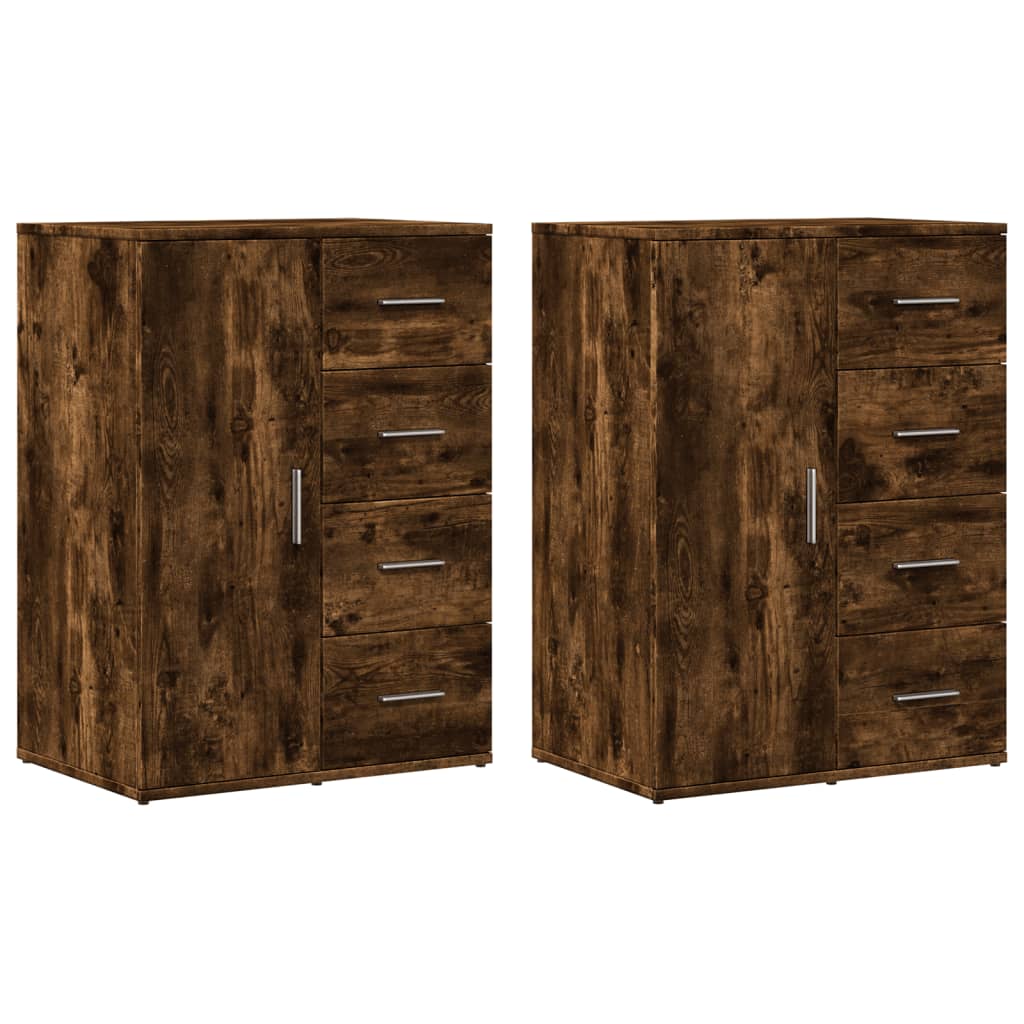 Sideboards 2 pcs Smoked Oak 59x39x80 cm Engineered Wood