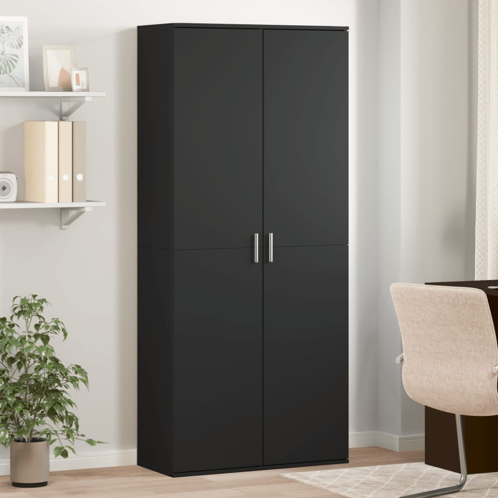 Highboard Black 80x35x180 cm Engineered Wood