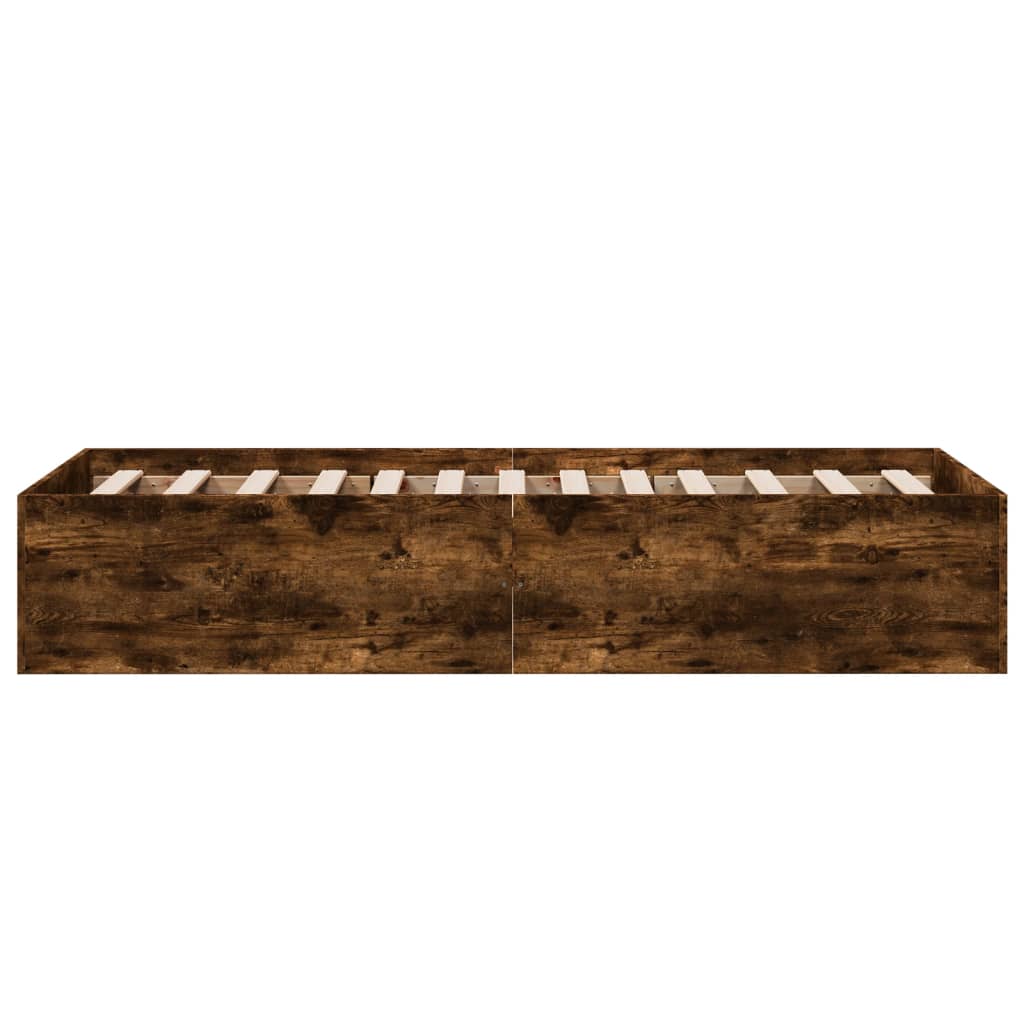 Bed Frame without Mattress Smoked Oak 75x190 cm Small Single Engineered Wood