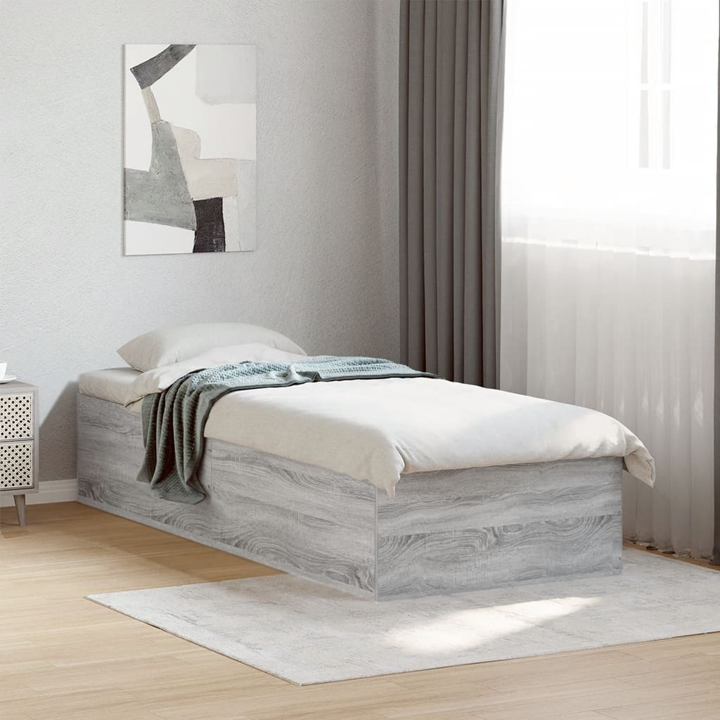Bed Frame without Mattress Grey Sonoma 75x190 cm Small Single Engineered Wood