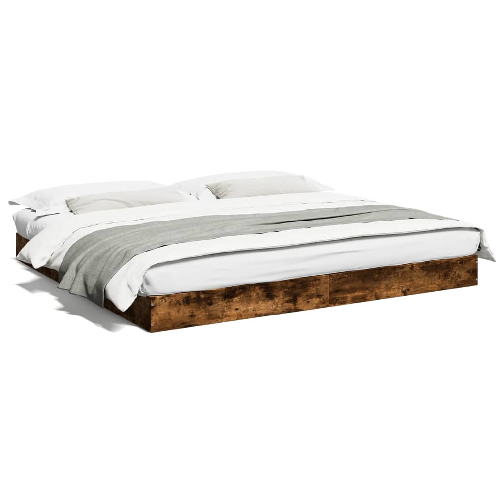 Bed Frame without Mattress Smoked Oak 180x200 cm Super King Engineered Wood
