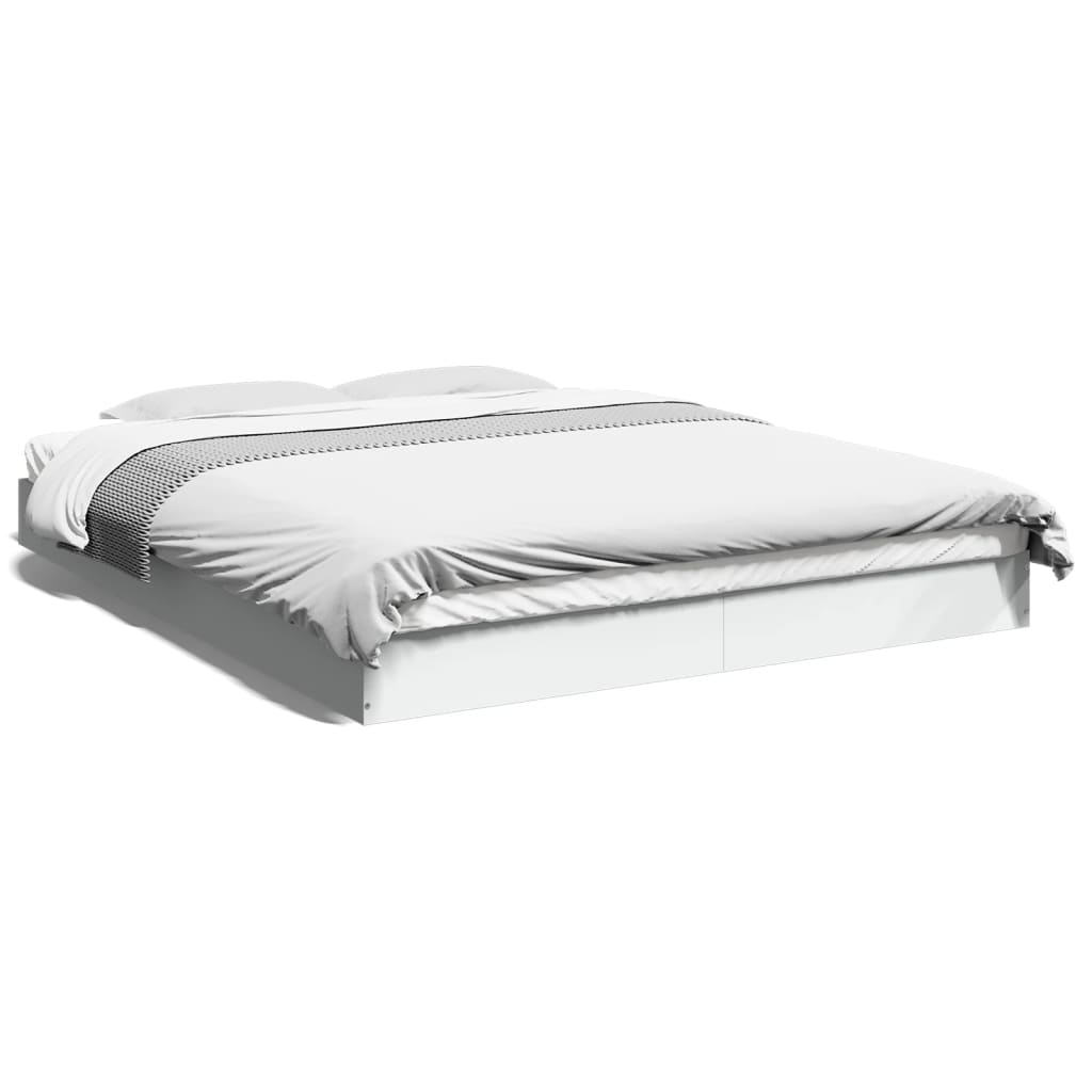 Bed Frame without Mattress White 160x200 cm Engineered Wood