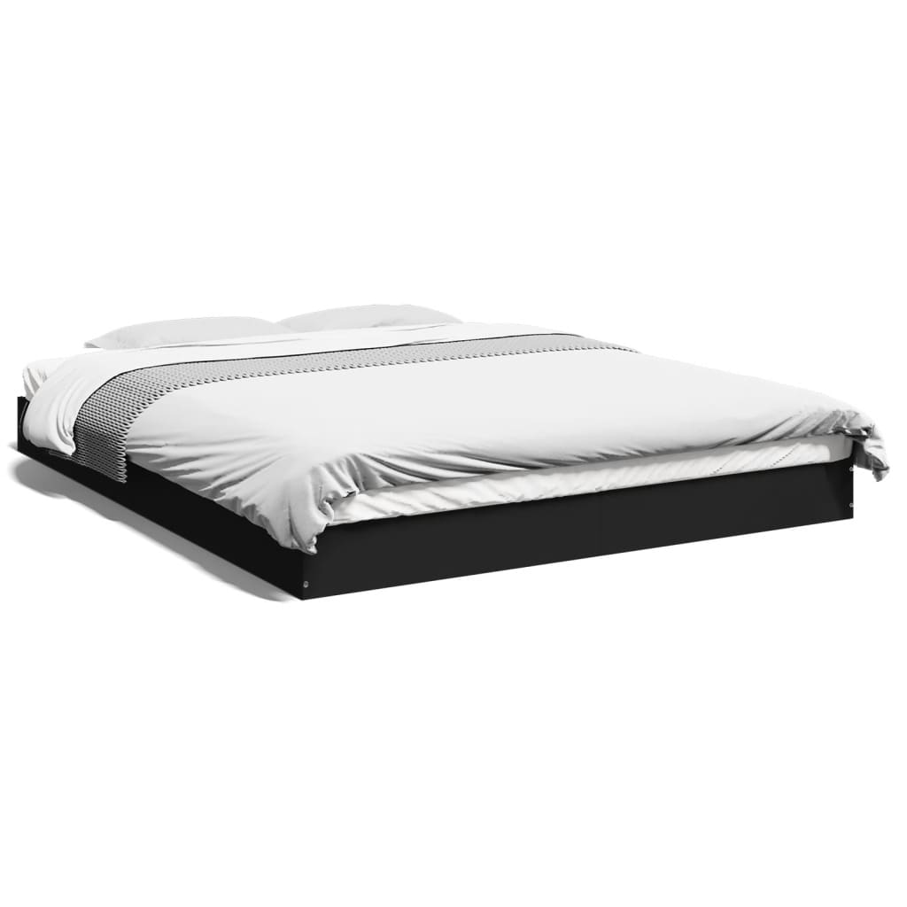 Bed Frame without Mattress Black 160x200 cm Engineered Wood