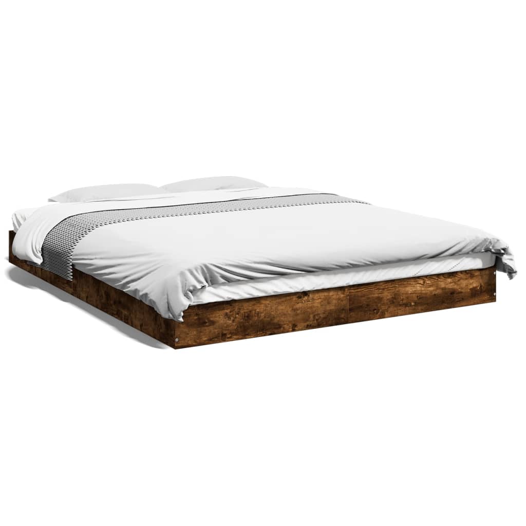 Bed Frame without Mattress Smoked Oak 160x200 cm Engineered Wood