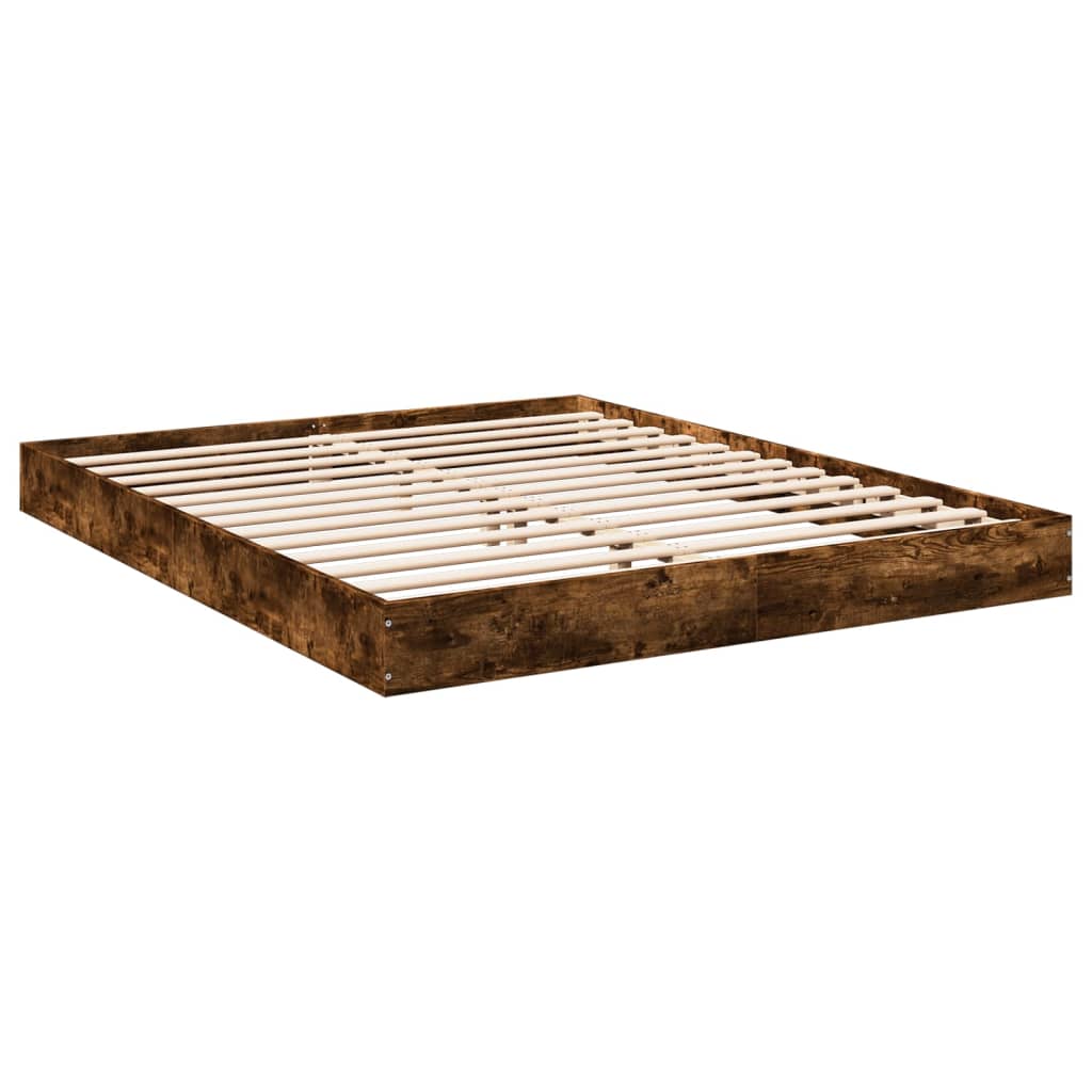 Bed Frame without Mattress Smoked Oak 160x200 cm Engineered Wood