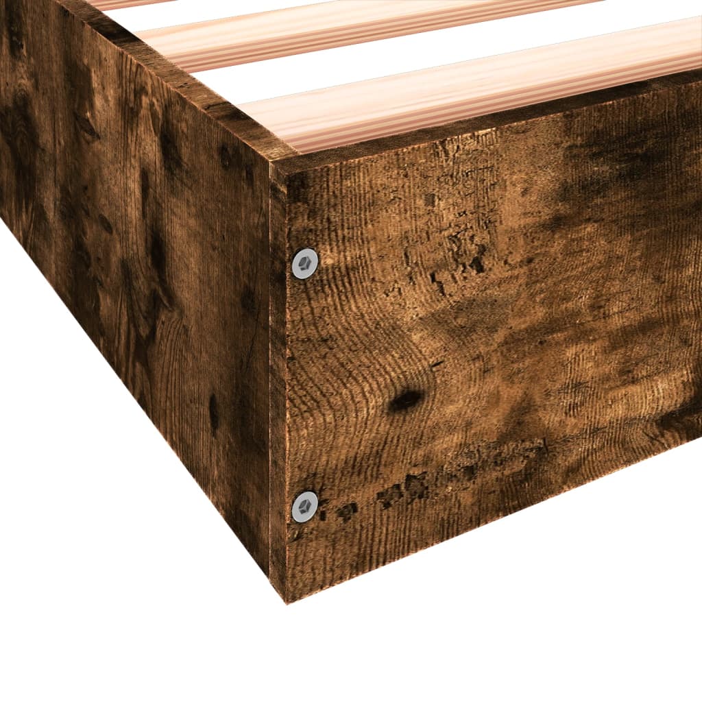 Bed Frame without Mattress Smoked Oak 160x200 cm Engineered Wood