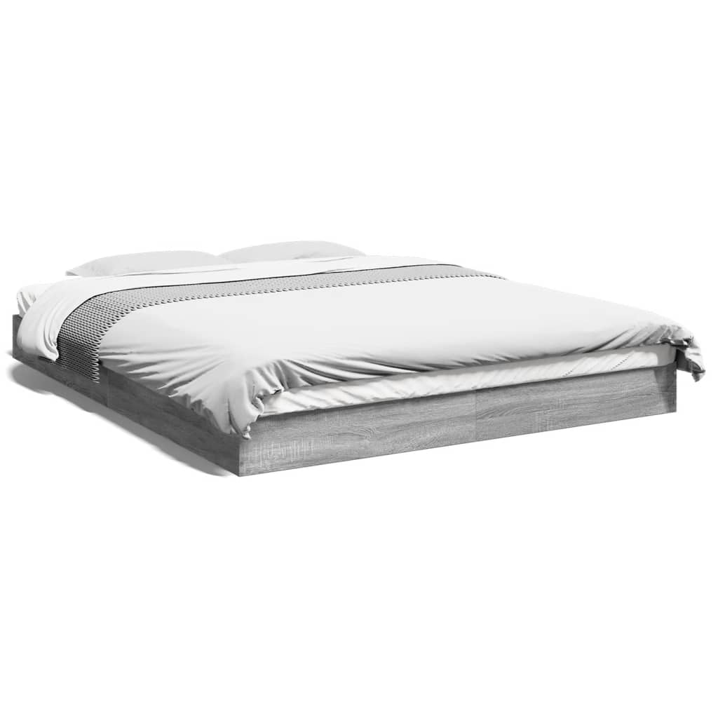 Bed Frame without Mattress Grey Sonoma 160x200 cm Engineered Wood