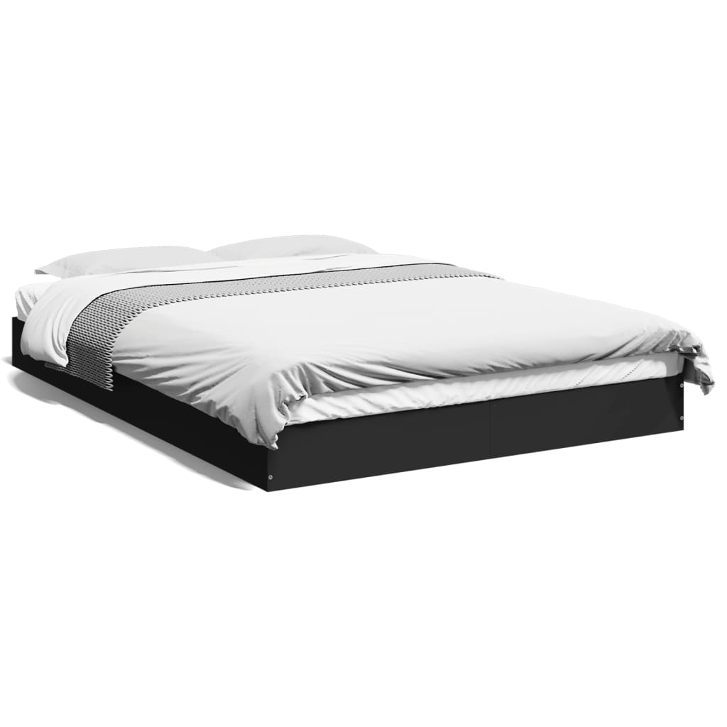 Bed Frame without Mattress Black 140x200 cm Engineered Wood