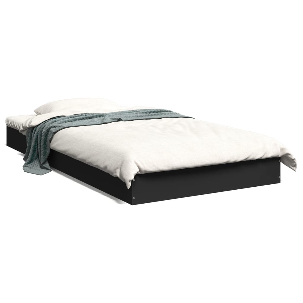 Bed Frame without Mattress Black 100x200 cm Engineered Wood