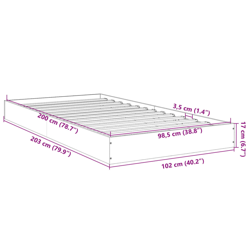 Bed Frame without Mattress Smoked Oak 100x200 cm Engineered Wood