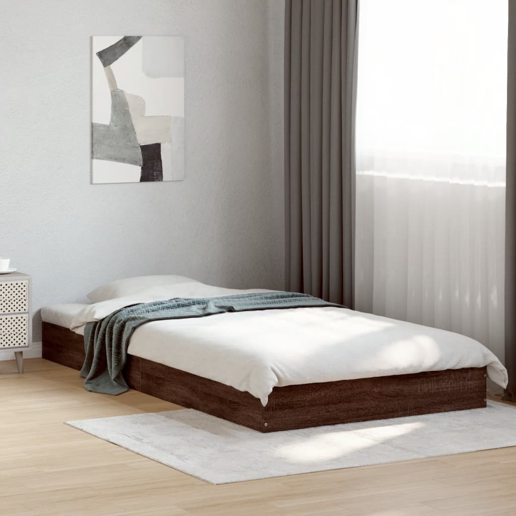 Bed Frame without Mattress Brown Oak 100x200 cm Engineered Wood