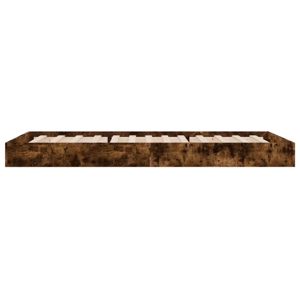 Bed Frame without Mattress Smoked Oak 75x190 cm Small Single Engineered Wood