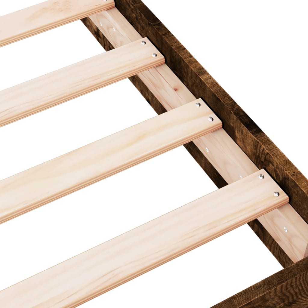 Bed Frame without Mattress Smoked Oak 75x190 cm Small Single Engineered Wood
