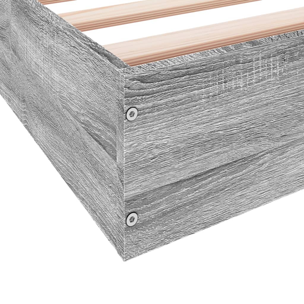 Bed Frame without Mattress Grey Sonoma 75x190 cm Small Single Engineered Wood