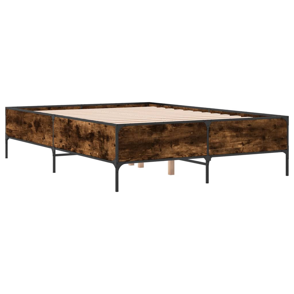 Bed Frame without Mattress Smoked Oak 160x200 cm