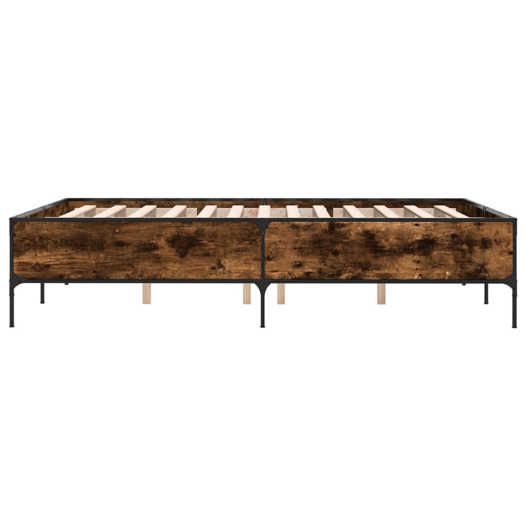 Bed Frame without Mattress Smoked Oak 160x200 cm