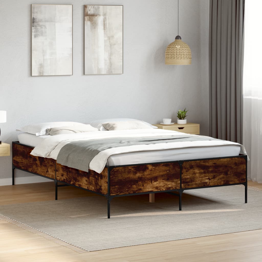 Bed Frame without Mattress Smoked Oak 160x200 cm