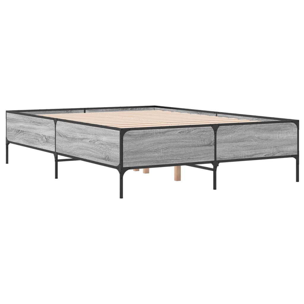 Bed Frame without Mattress Grey Sonoma 140x190 cm