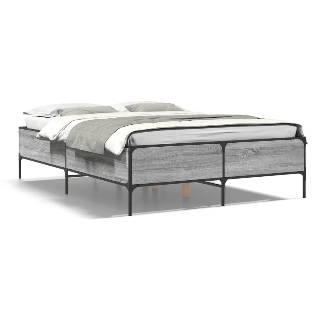 Bed Frame without Mattress Grey Sonoma 135x190 cm Double
