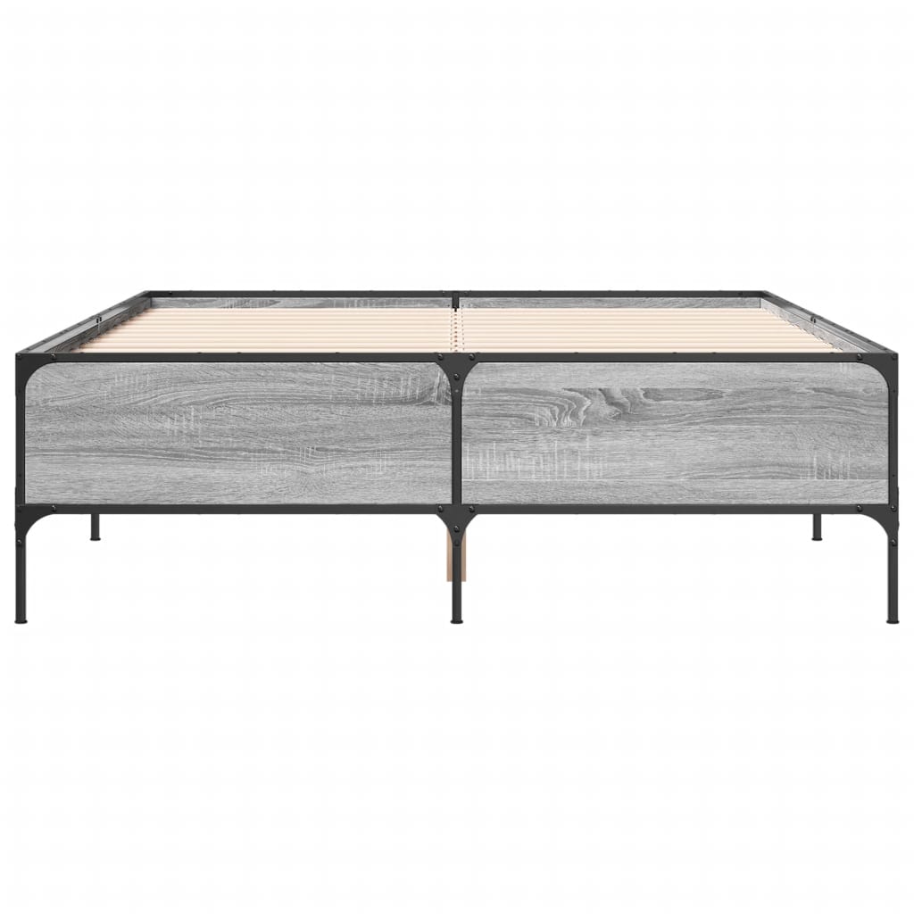 Bed Frame without Mattress Grey Sonoma 135x190 cm Double