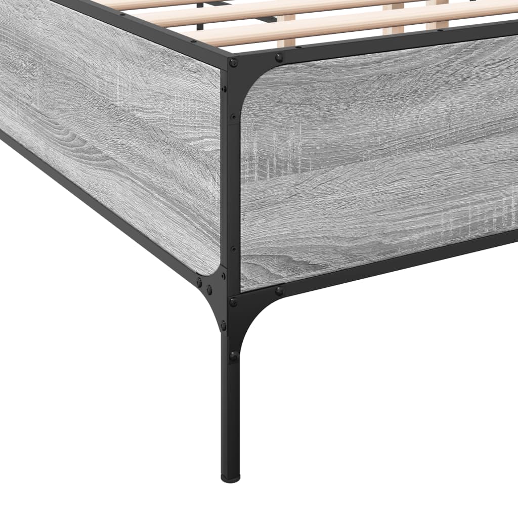 Bed Frame without Mattress Grey Sonoma 135x190 cm Double