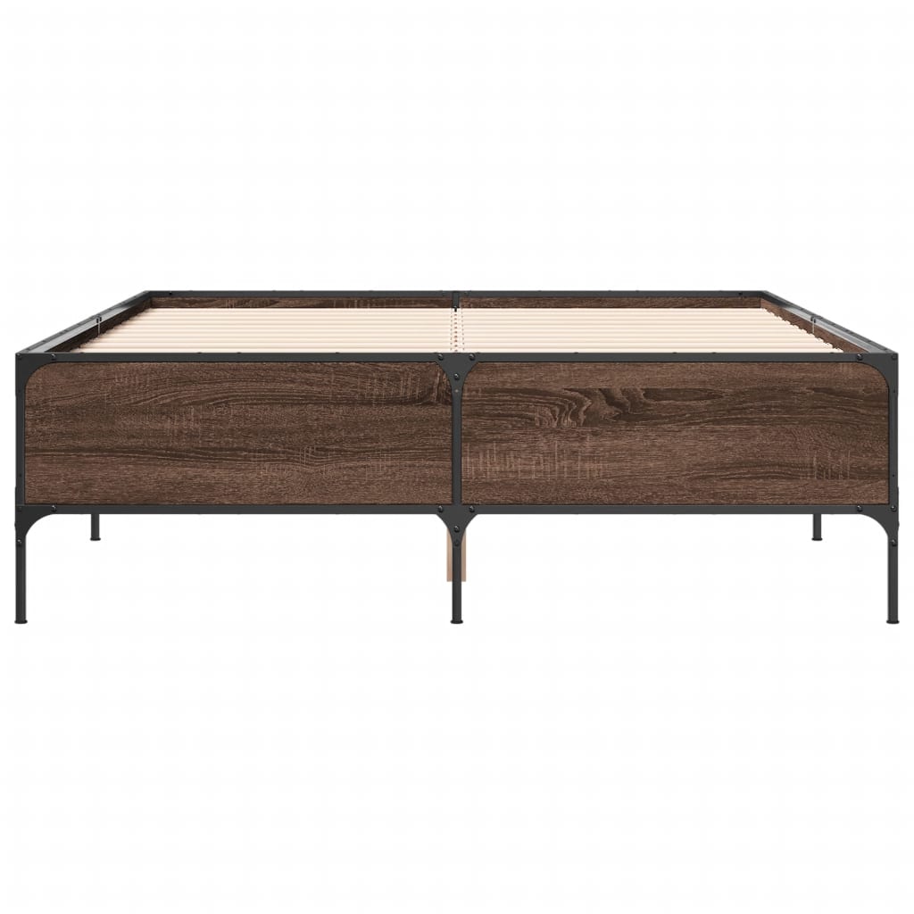 Bed Frame without Mattress Brown Oak 135x190 cm Double