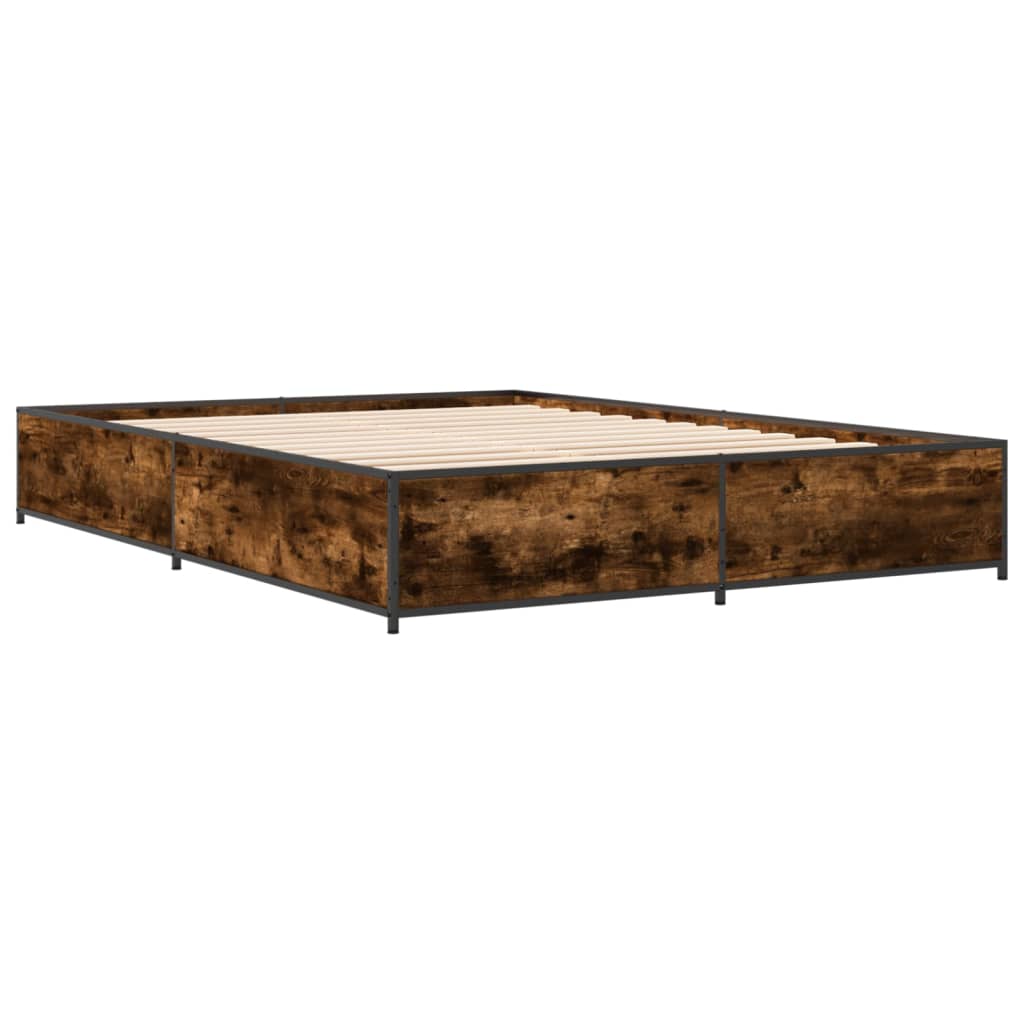 Bed Frame without Mattress Smoked Oak 150x200 cm King Size