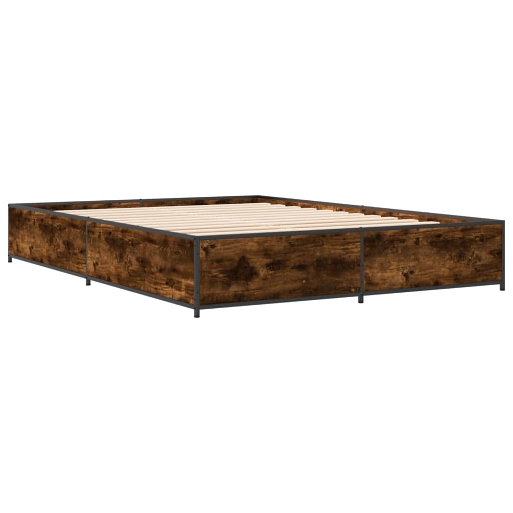 Bed Frame without Mattress Smoked Oak 120x190 cm Small Double