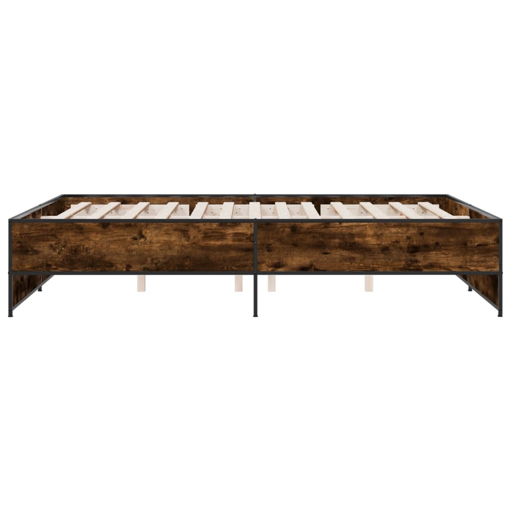 Bed Frame without Mattress Smoked Oak 140x200 cm