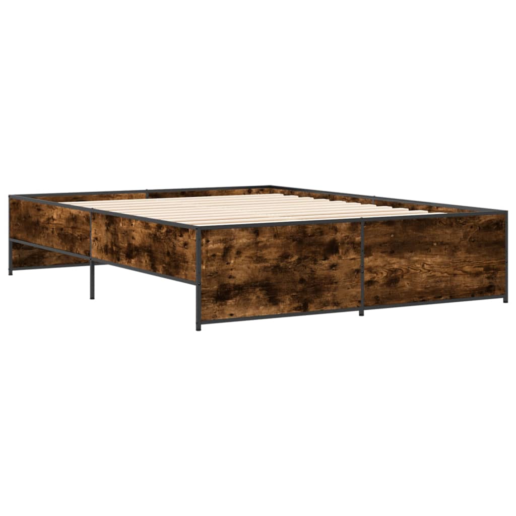 Bed Frame without Mattress Smoked Oak 140x200 cm