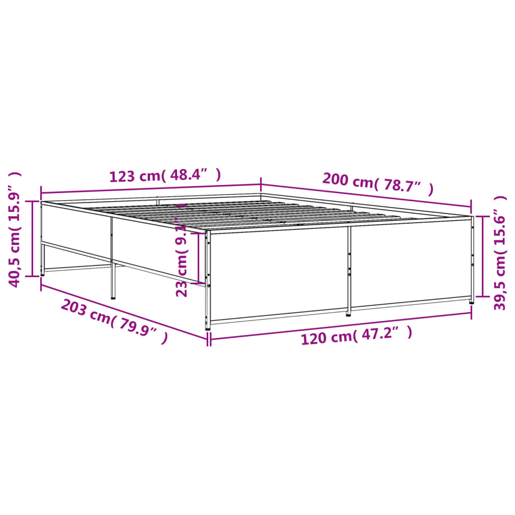 Bed Frame without Mattress Sonoma Oak 120x200 cm