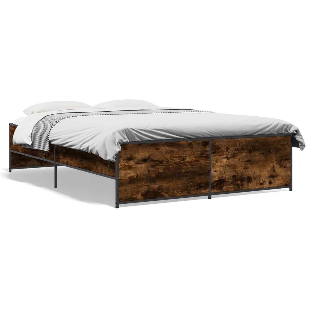 Bed Frame without Mattress Smoked Oak 120x190 cm Small Double