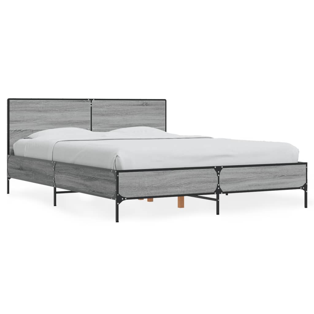 Bed Frame without Mattress Grey Sonoma 140x200 cm