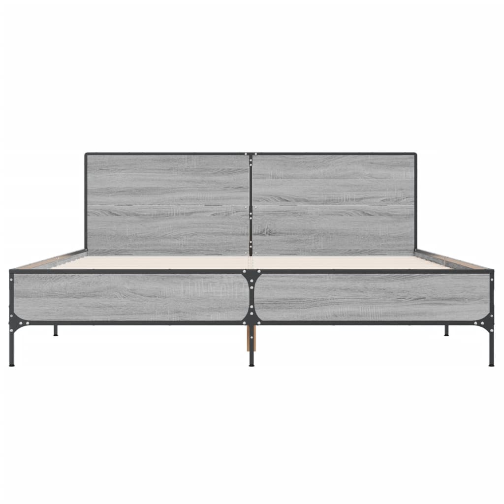 Bed Frame without Mattress Grey Sonoma 140x200 cm