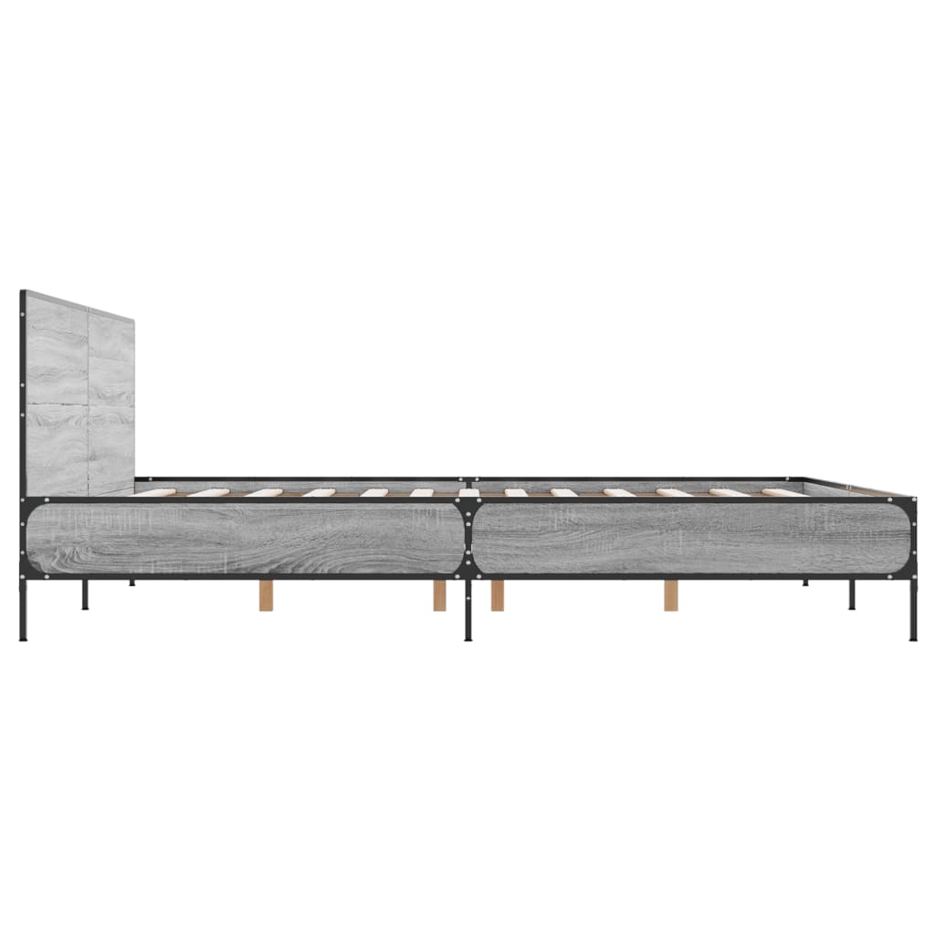 Bed Frame without Mattress Grey Sonoma 140x200 cm