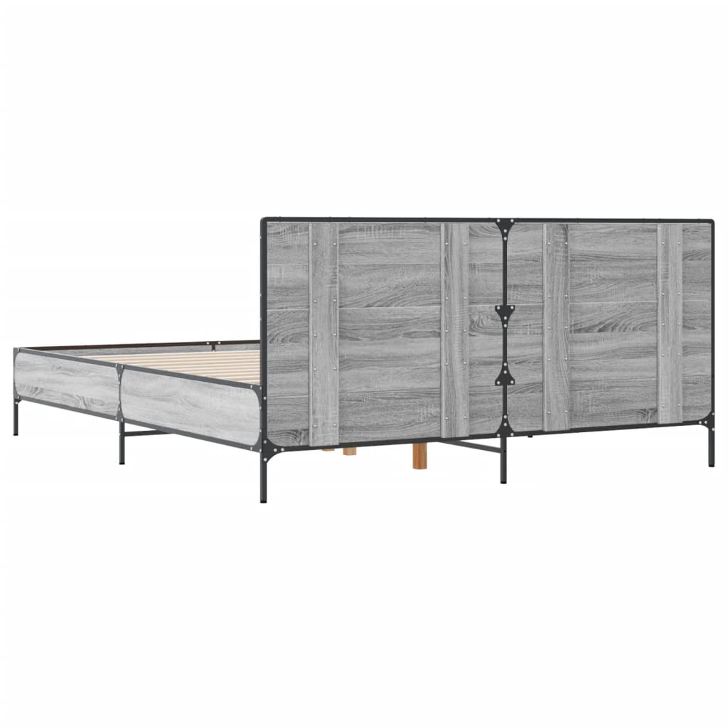 Bed Frame without Mattress Grey Sonoma 140x200 cm