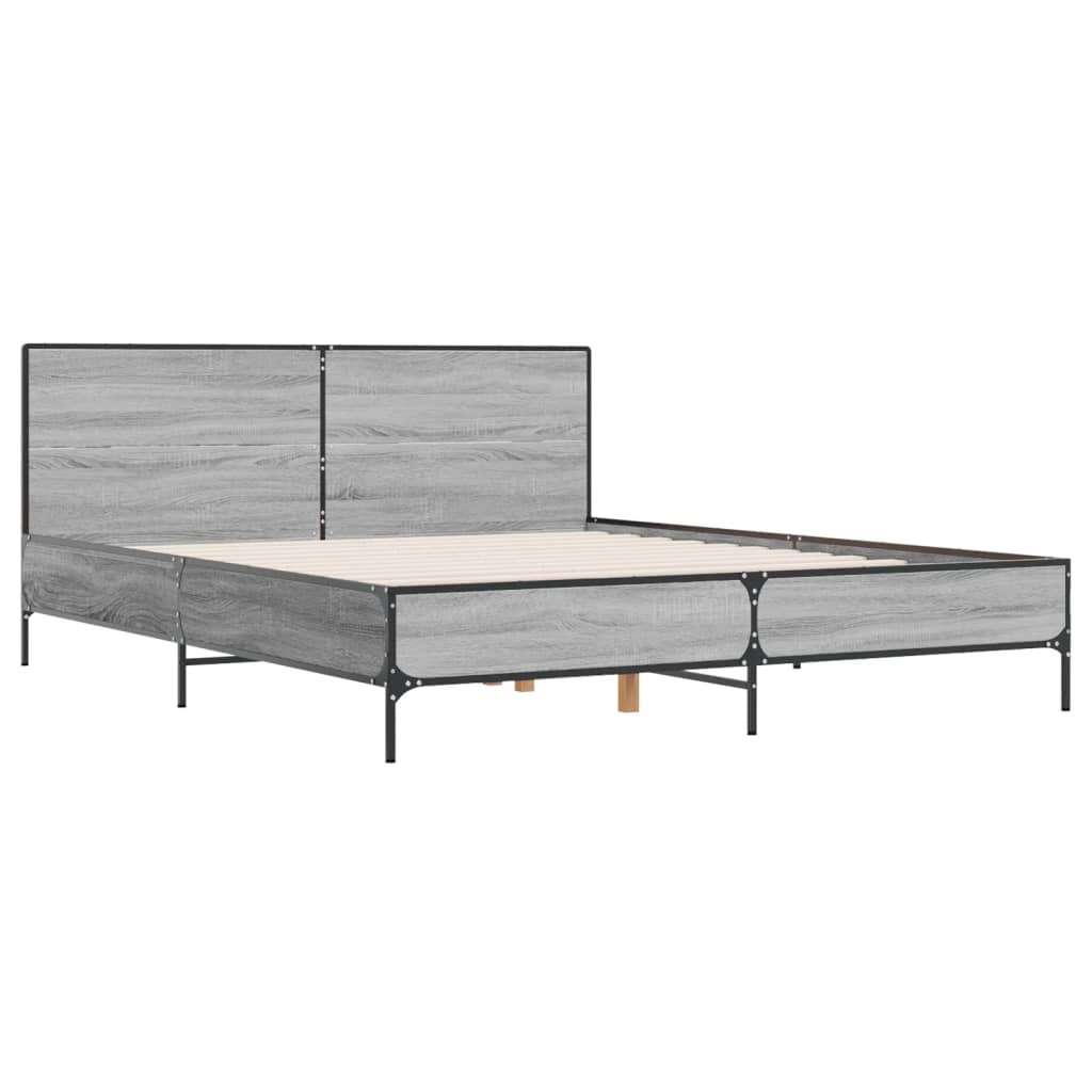 Bed Frame without Mattress Grey Sonoma 120x190 cm Small Double
