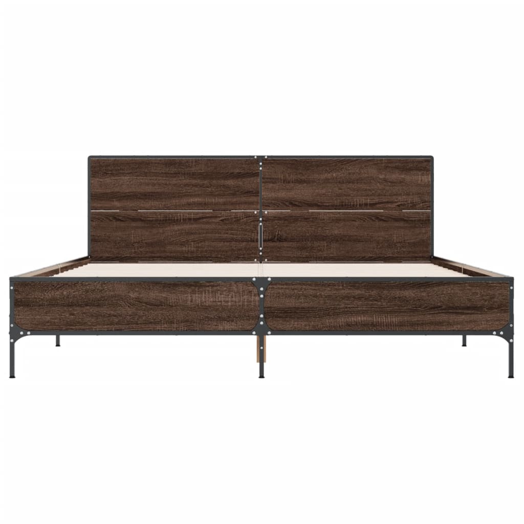 Bed Frame without Mattress Brown Oak 140x190 cm