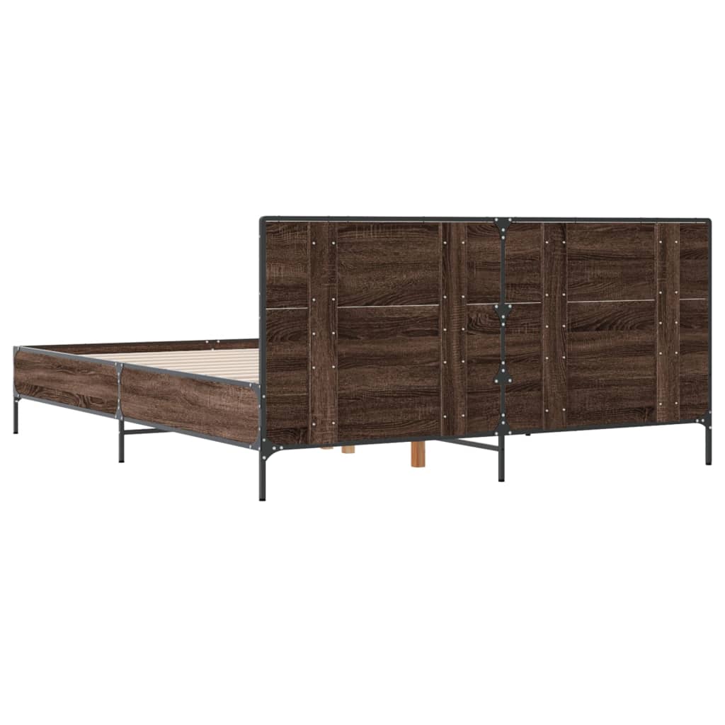Bed Frame without Mattress Brown Oak 140x190 cm
